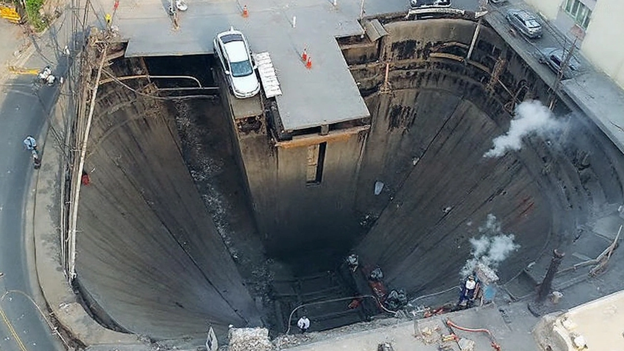 Bangkok sinkhole rips open road, swallows vehicles – workers forced to flee as crater collapses